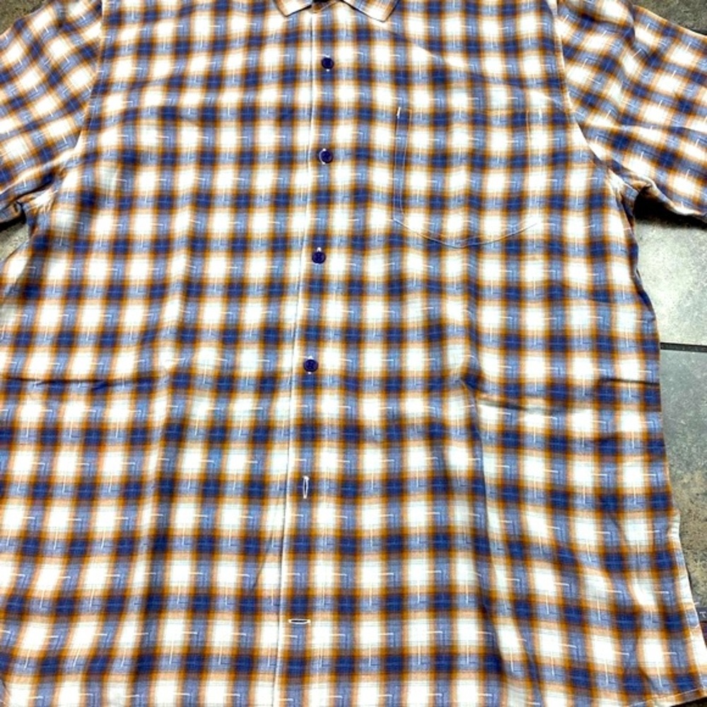 Toad&Co Blue/Tan Plaid Button Down Shirt Size XL